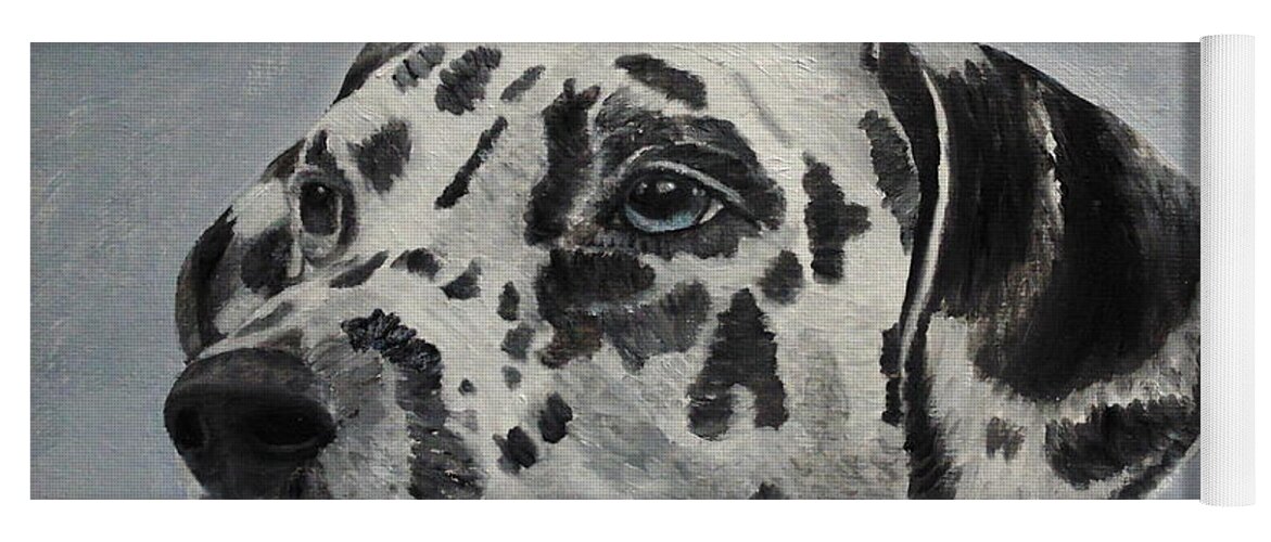 Dalmatian Yoga Mat featuring the painting Dalmatian Portrait by Angeles M Pomata