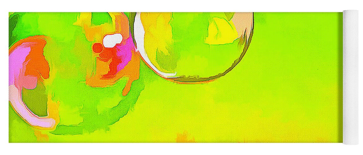 Green Yoga Mat featuring the digital art Dancing Bubbles by Humphrey Isselt