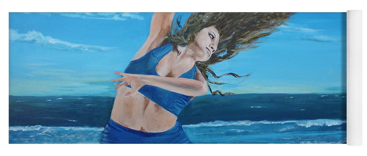 Dancing Yoga Mat featuring the painting Dancing on the Beach by Mike Jenkins