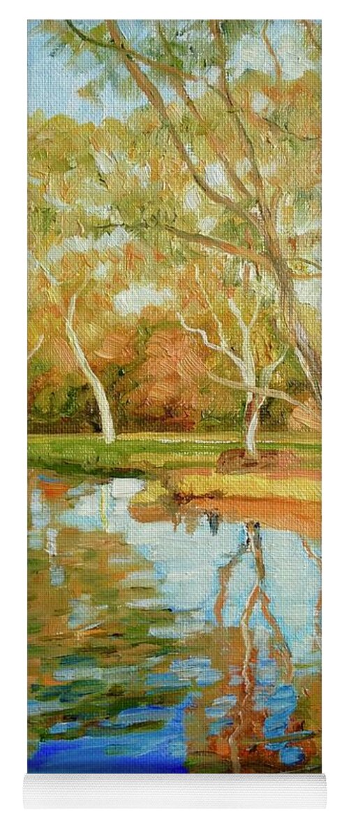 Ducks Yoga Mat featuring the painting Darebin Wetlands Afternoon by Dai Wynn