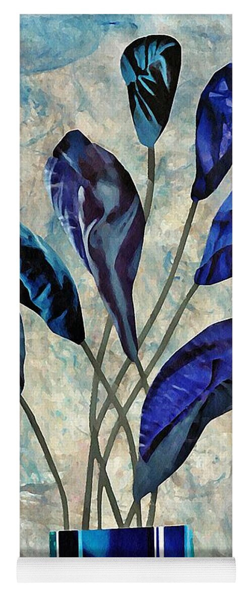 Floral Yoga Mat featuring the mixed media Dark Blue by Sarah Loft