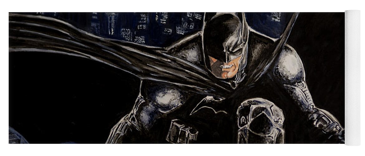 Batman Yoga Mat featuring the painting Dark Knight by Sylvia Thornton