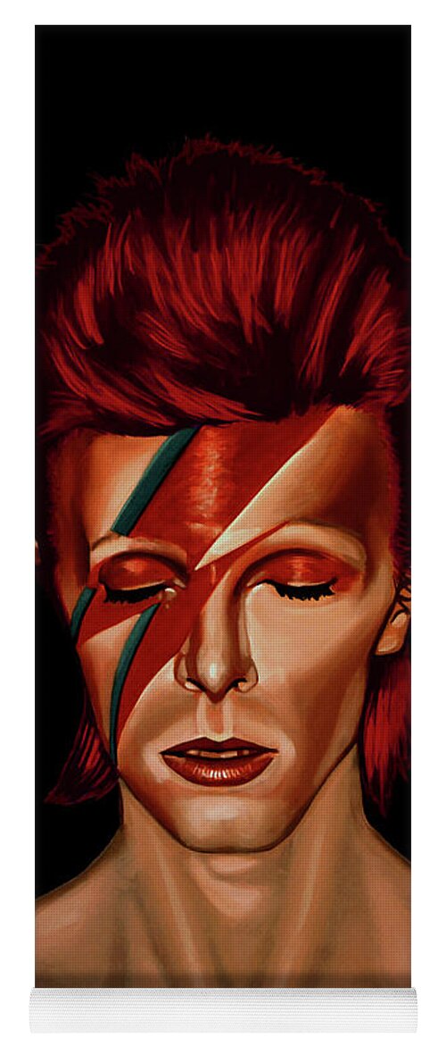 David Bowie Yoga Mat featuring the painting David Bowie Aladdin Sane Mixed Media by Paul Meijering