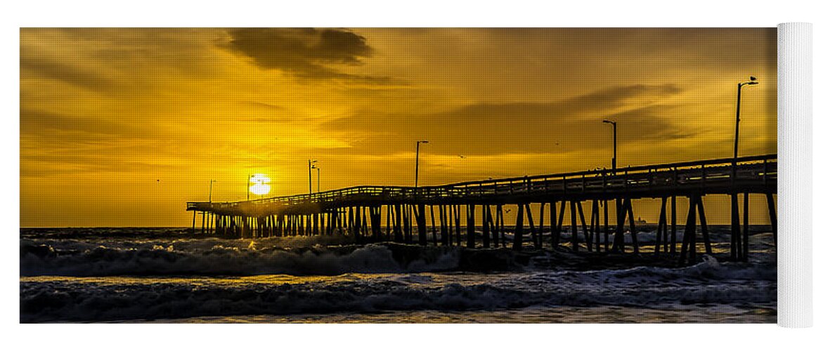 Virginia Yoga Mat featuring the photograph Dawn at the Virginia Pier by Nick Zelinsky Jr