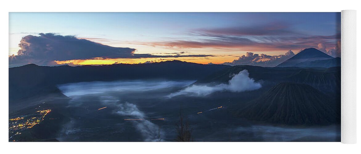 Landscape Yoga Mat featuring the photograph Dawn breaking scene of Mt Bromo by Pradeep Raja Prints