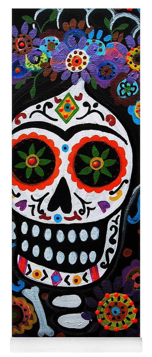 Day Of The Dead Frida Kahlo Painting Prisarts Pristine Cartera Turkus Flowers Florals Blooms Folk Art Artists Mexican Mexico Dia De Los Muertos Yoga Mat featuring the painting Day Of The Dead Frida Kahlo Painting by Pristine Cartera Turkus