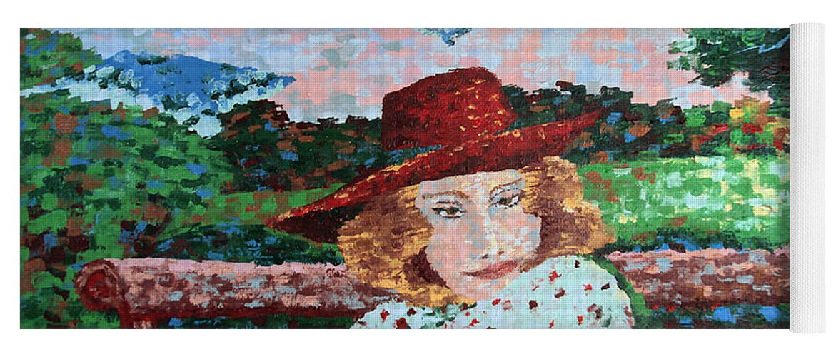 Woman Yoga Mat featuring the painting Daydreamer in the Square by Bonnie Follett