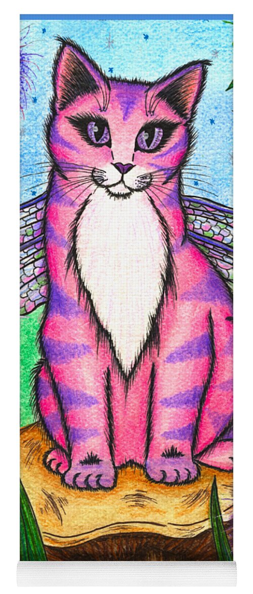 Dragonfly Yoga Mat featuring the painting Dea Dragonfly Fairy Cat by Carrie Hawks