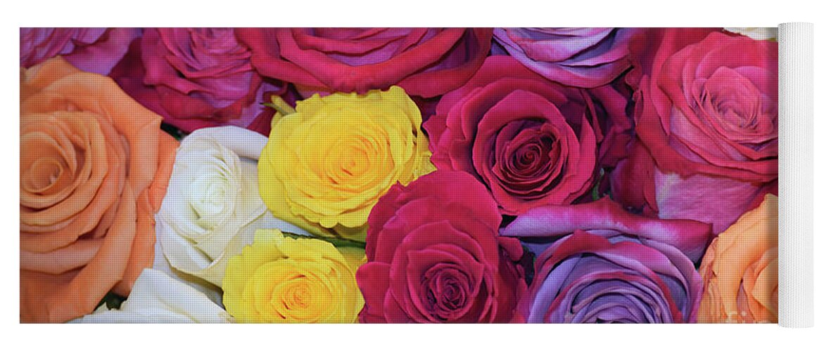Roses Yoga Mat featuring the photograph Decorative WallArt Brilliant Roses Photo B41217 by Mas Art Studio