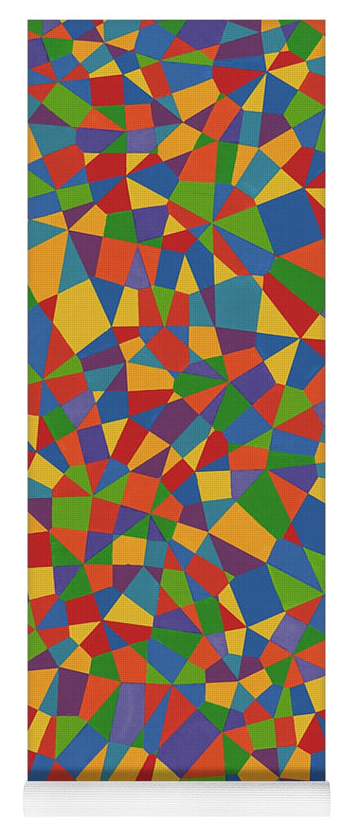 Abstract Yoga Mat featuring the painting Delaunay Triptych Panel 2 by Janet Hansen