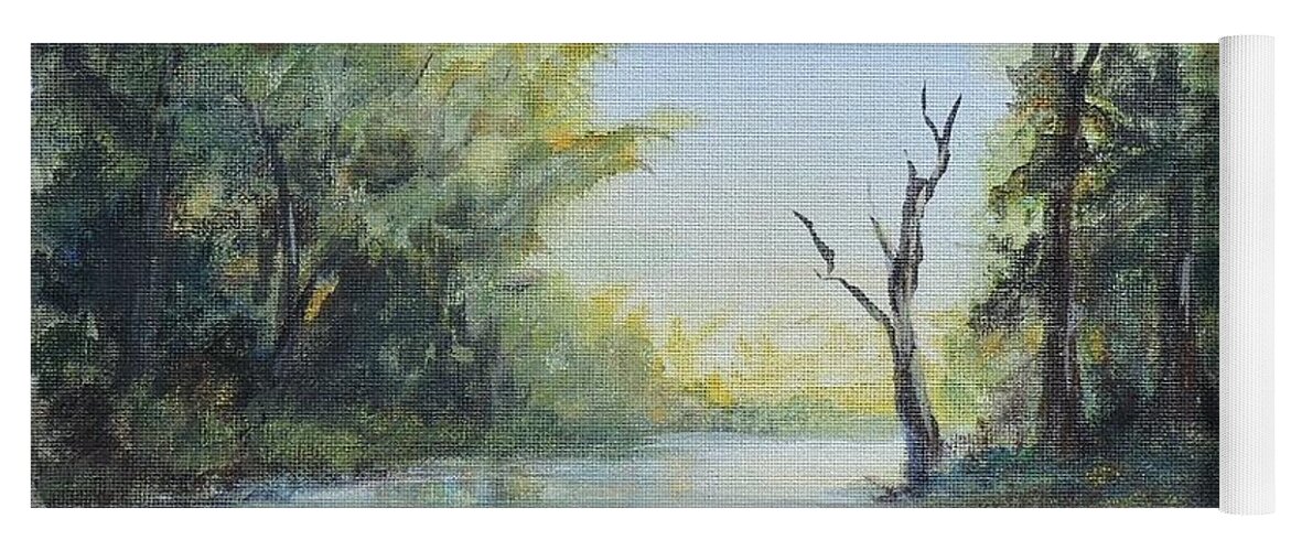 Landscapes Yoga Mat featuring the painting Delaware River by Katalin Luczay