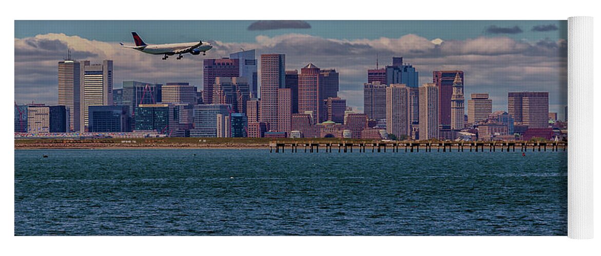 Delta Airlines Lands In Boston Yoga Mat featuring the photograph Delta Airlines Lands in Boston by Brian MacLean