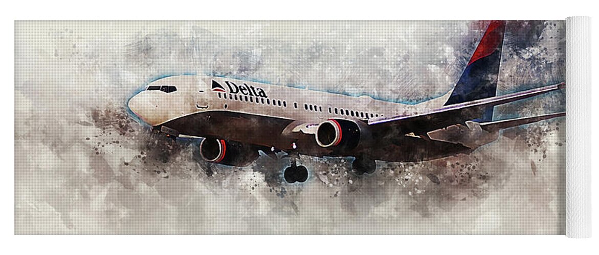 Delta Yoga Mat featuring the digital art Delta Boeing 737-800 Painting by Airpower Art