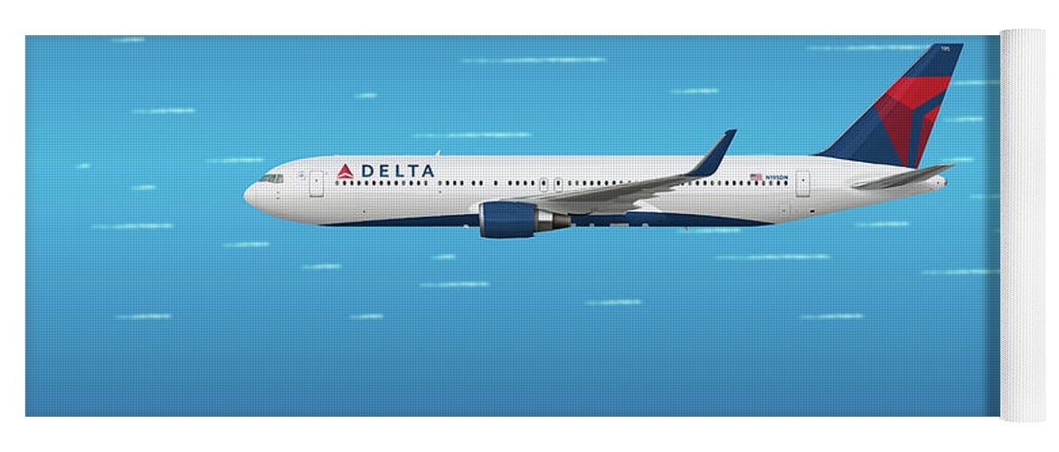 Delta Yoga Mat featuring the digital art Delta Boeing 767-300ER by Airpower Art