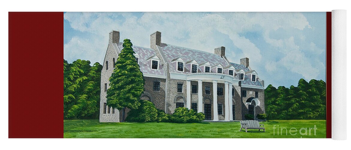 Colgate University History Yoga Mat featuring the painting Delta Upsilon by Charlotte Blanchard