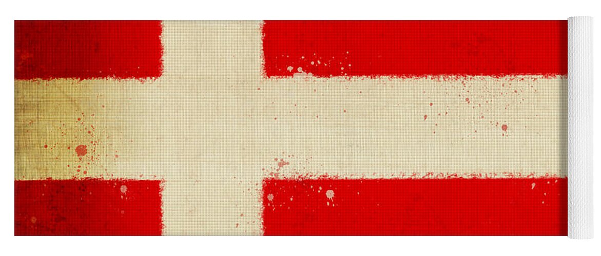 Chalk Yoga Mat featuring the painting Denmark flag by Setsiri Silapasuwanchai