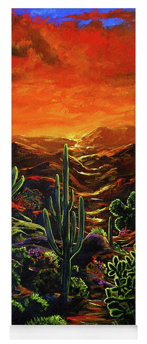 Sunset Yoga Mat featuring the painting Desert Sunset by Lance Headlee