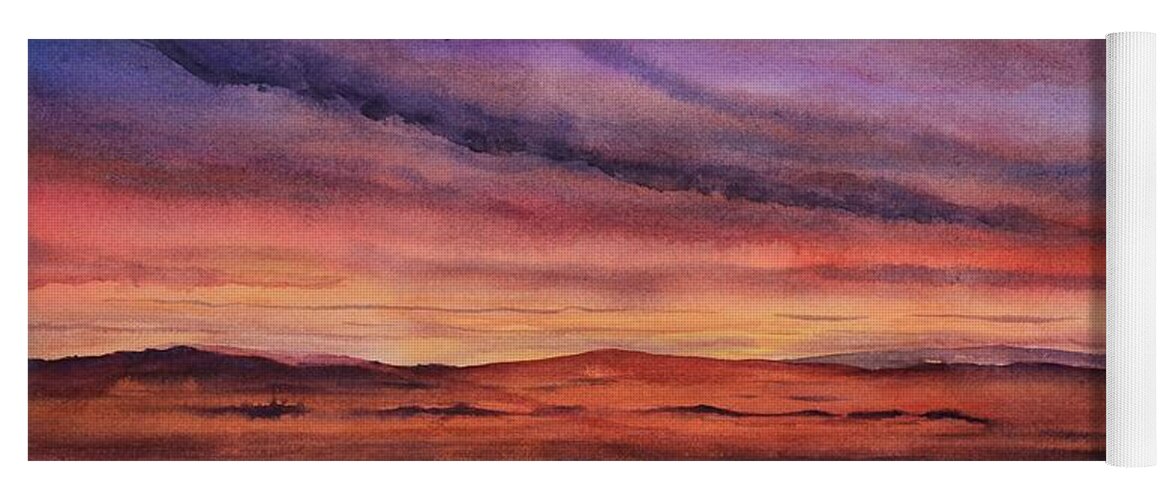 Desert Yoga Mat featuring the painting Desert Sunset by Ruth Kamenev