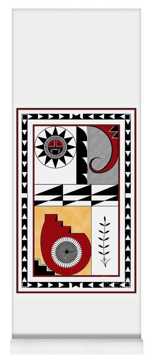 Southwest Yoga Mat featuring the digital art Southwest Collection - Design Five in Red by Tim Hightower