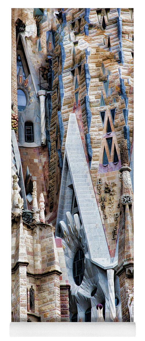 La Sagrada Familia Yoga Mat featuring the photograph Details La Sagrada Familia Color by Chuck Kuhn