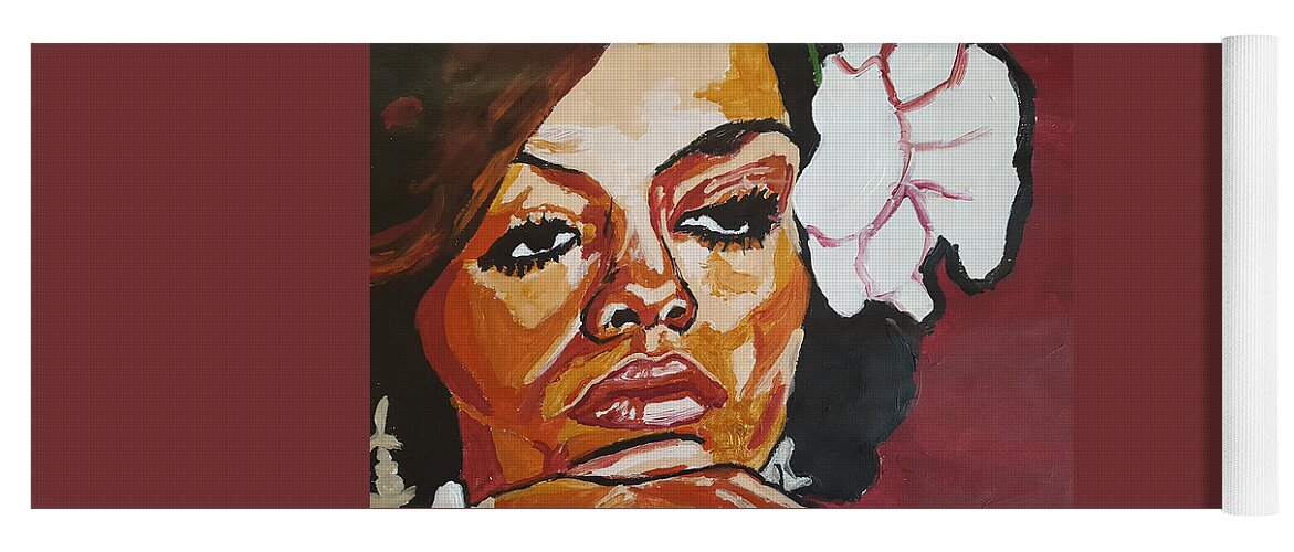 Diana Ross Yoga Mat featuring the painting Diana Ross by Rachel Natalie Rawlins