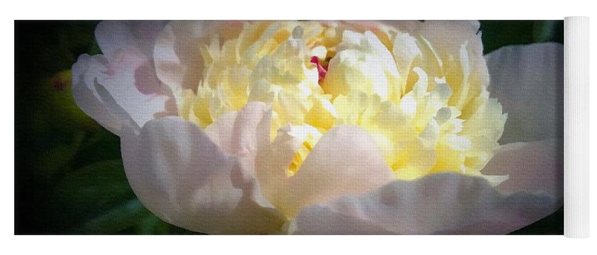 Digital Art Yoga Mat featuring the digital art Digital Art White Peony Flower by Delynn Addams