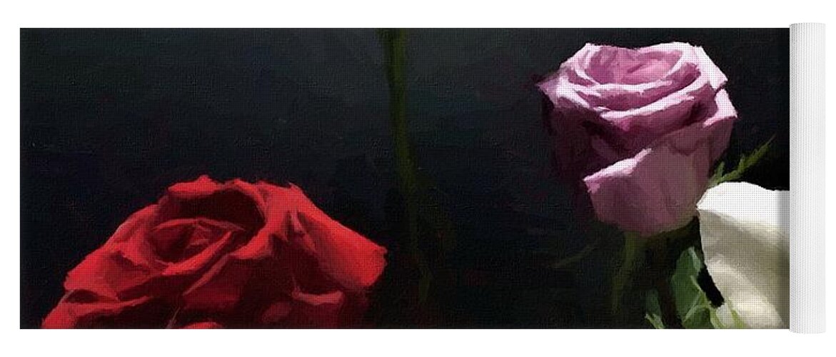 Digital Artwork Yoga Mat featuring the digital art Digital Painting Artwork Floral Bouquet by Delynn Addams