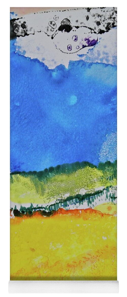 Landscape Yoga Mat featuring the painting Distant Peaks by Michele Myers