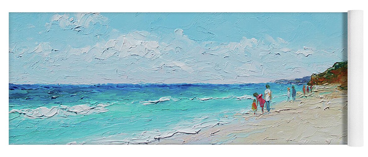 Beach Yoga Mat featuring the painting Ditch Plains Beach Montauk Hamptons NY by Jan Matson