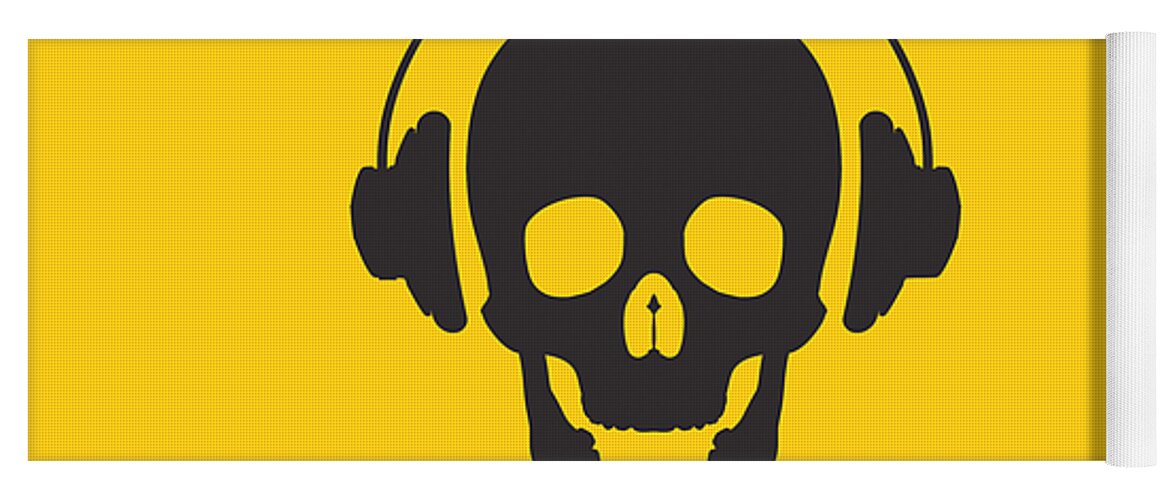 Skull Yoga Mat featuring the photograph DJ Skeleton by Pixel Chimp