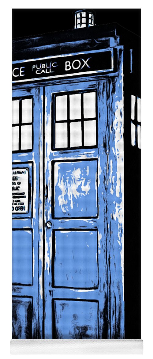 Doctor Yoga Mat featuring the digital art Doctor Who Tardis by Edward Fielding
