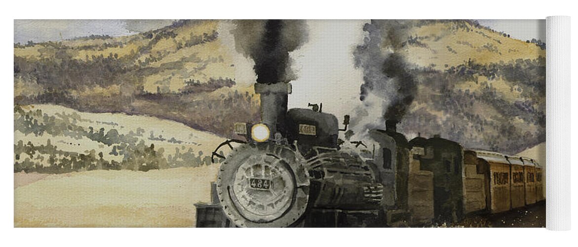 Train Yoga Mat featuring the painting Double Teamin to Cumbres Pass by Sam Sidders