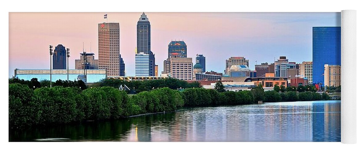 Indianapolis Yoga Mat featuring the photograph Downtown Indy Panoramic by Frozen in Time Fine Art Photography