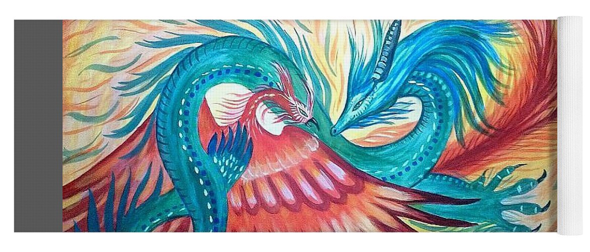 Dragon-Phoenix Yoga Mat by Sonia A - Pixels