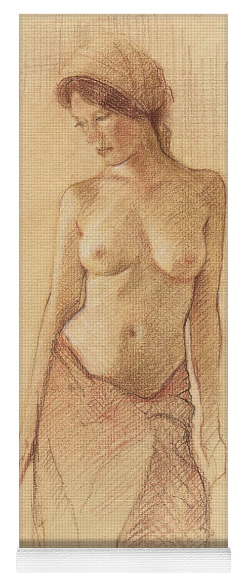 Breasts Yoga Mat featuring the drawing Draped Figure by David Ladmore