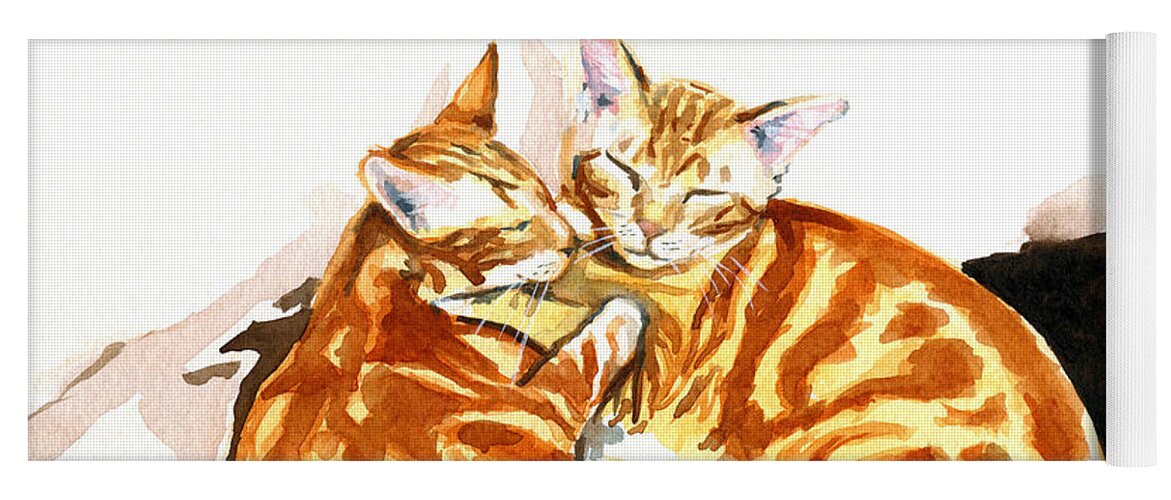 Dreaming Of Ginger Yoga Mat featuring the painting Dreaming Of Ginger - Orange Tabby Cat Painting by Dora Hathazi Mendes
