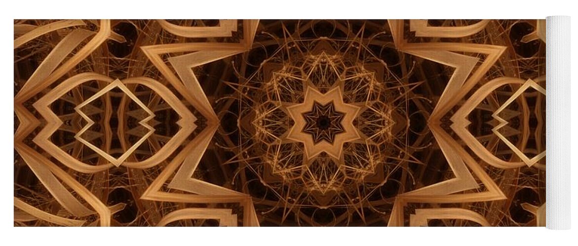 Kaleidoscope Yoga Mat featuring the digital art Dried Grass Mandala by Lyle Hatch
