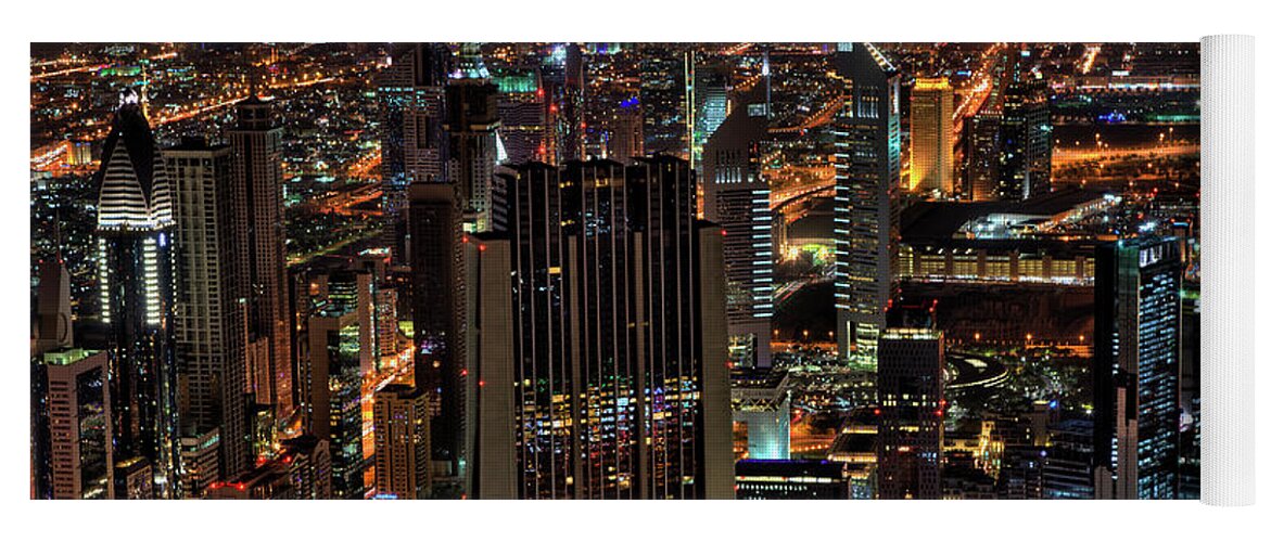 Dubai Yoga Mat featuring the photograph Dubai at Night by Shawn Everhart