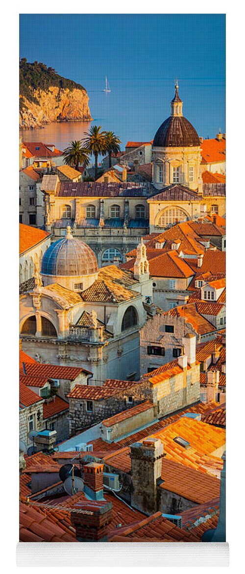 Adriatic Yoga Mat featuring the photograph Dubrovnik Sunset by Inge Johnsson