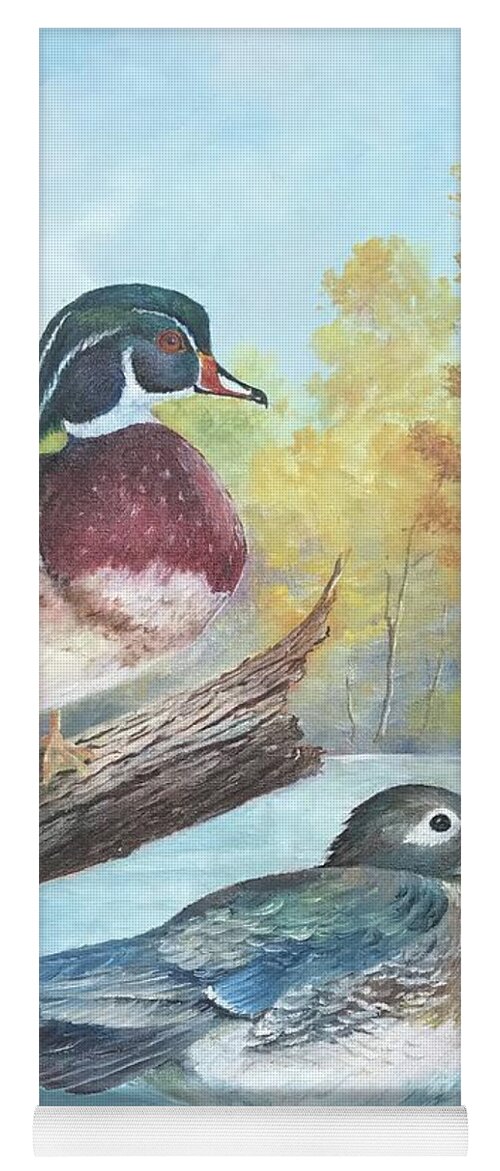 Duck Yoga Mat featuring the painting Wood Ducks by ML McCormick