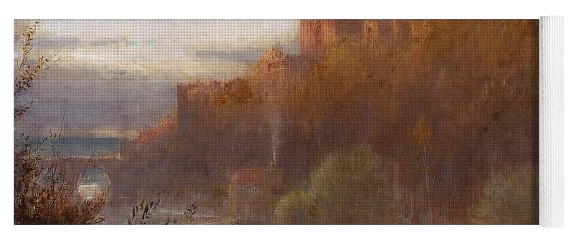 Durham Cathedral Yoga Mat featuring the painting Durham Cathedral by Albert Goodwin
