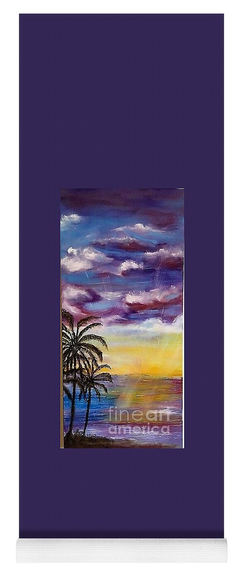 Beach Landscape Yoga Mat featuring the painting Dusk at The Beach by Michael Silbaugh