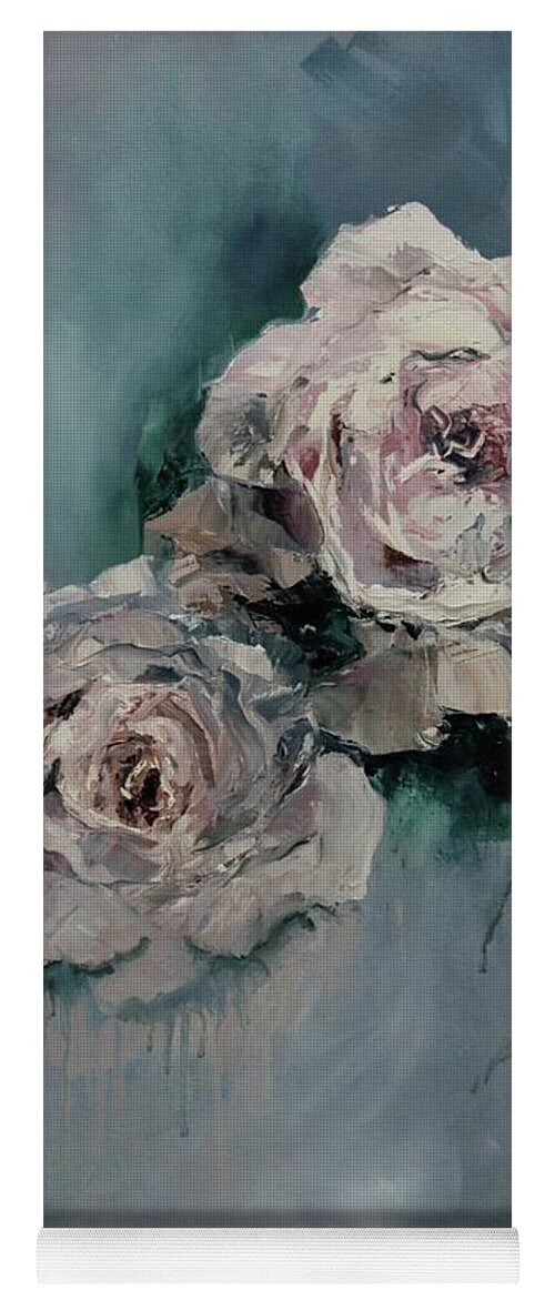 Pink Roses Painting Yoga Mat featuring the painting Dusky Roses by Chris Hobel
