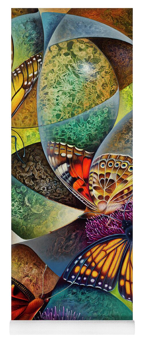 Butterflies Yoga Mat featuring the painting Dynamic Papalotl Series 2 - Diptych by Ricardo Chavez-Mendez