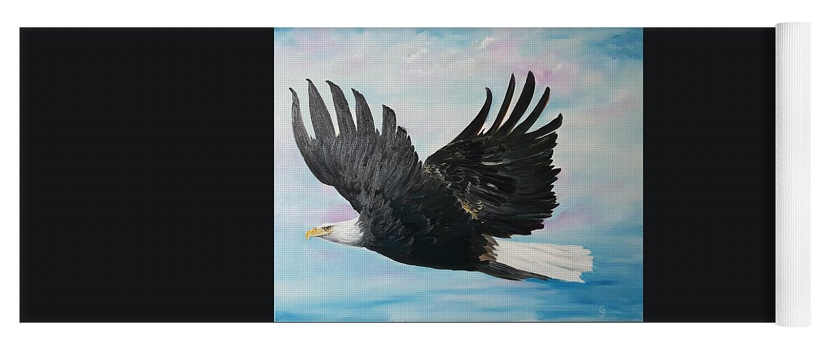 Eagle Yoga Mat featuring the painting Eagle on a Mission   11 by Cheryl Nancy Ann Gordon