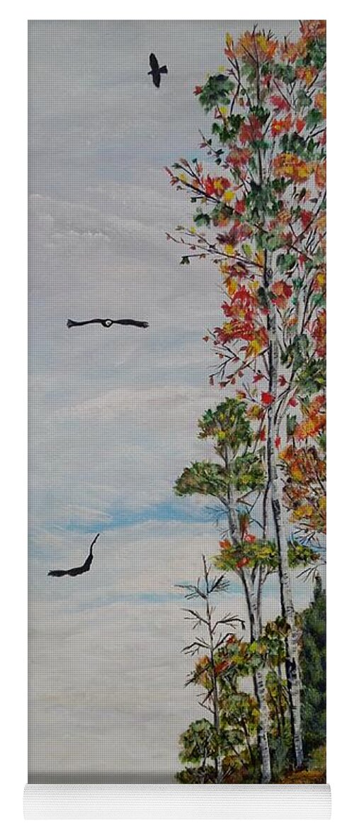 Bald Eagle Yoga Mat featuring the painting Eagles Point by Marilyn McNish