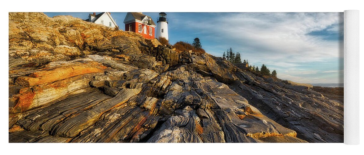 Clouds Yoga Mat featuring the photograph Early Morning At Pemaquid Point by Darren White