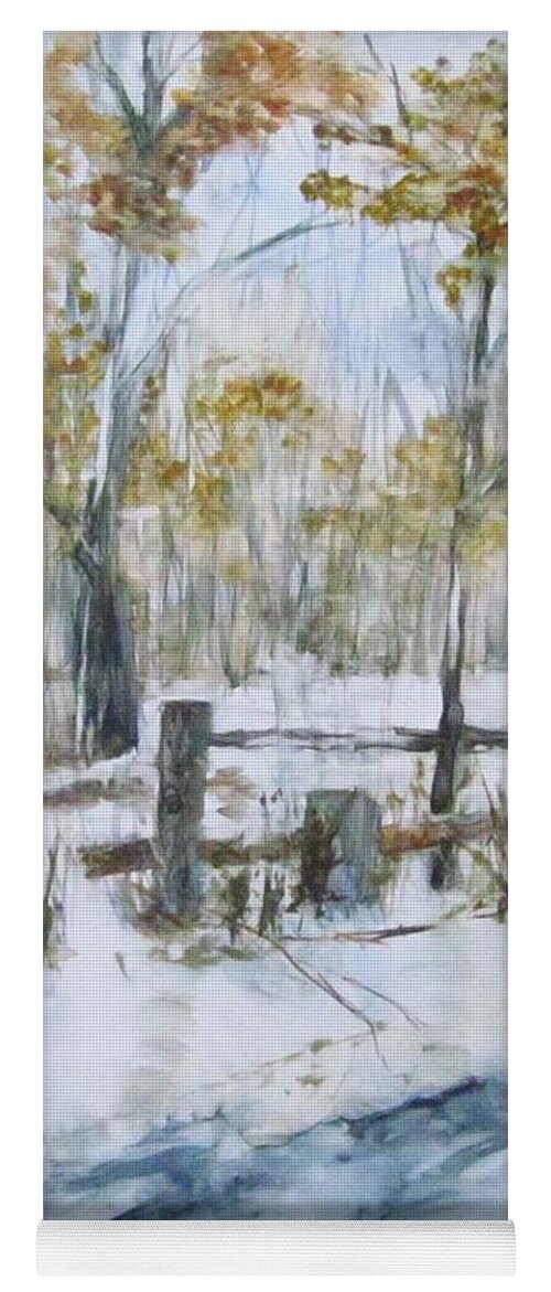 Early Spring Yoga Mat featuring the painting Early Spring Snow by Paula Pagliughi