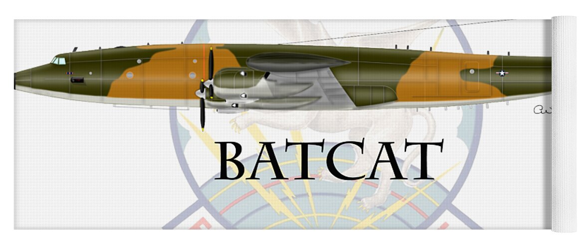 Ec-121r Yoga Mat featuring the digital art EC-121R BatCat by Arthur Eggers