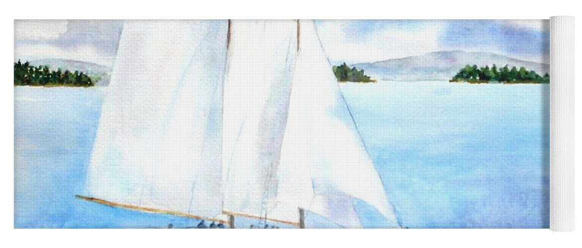 Sailing Yoga Mat featuring the painting Eggemoggin Cruise by Diane Kirk